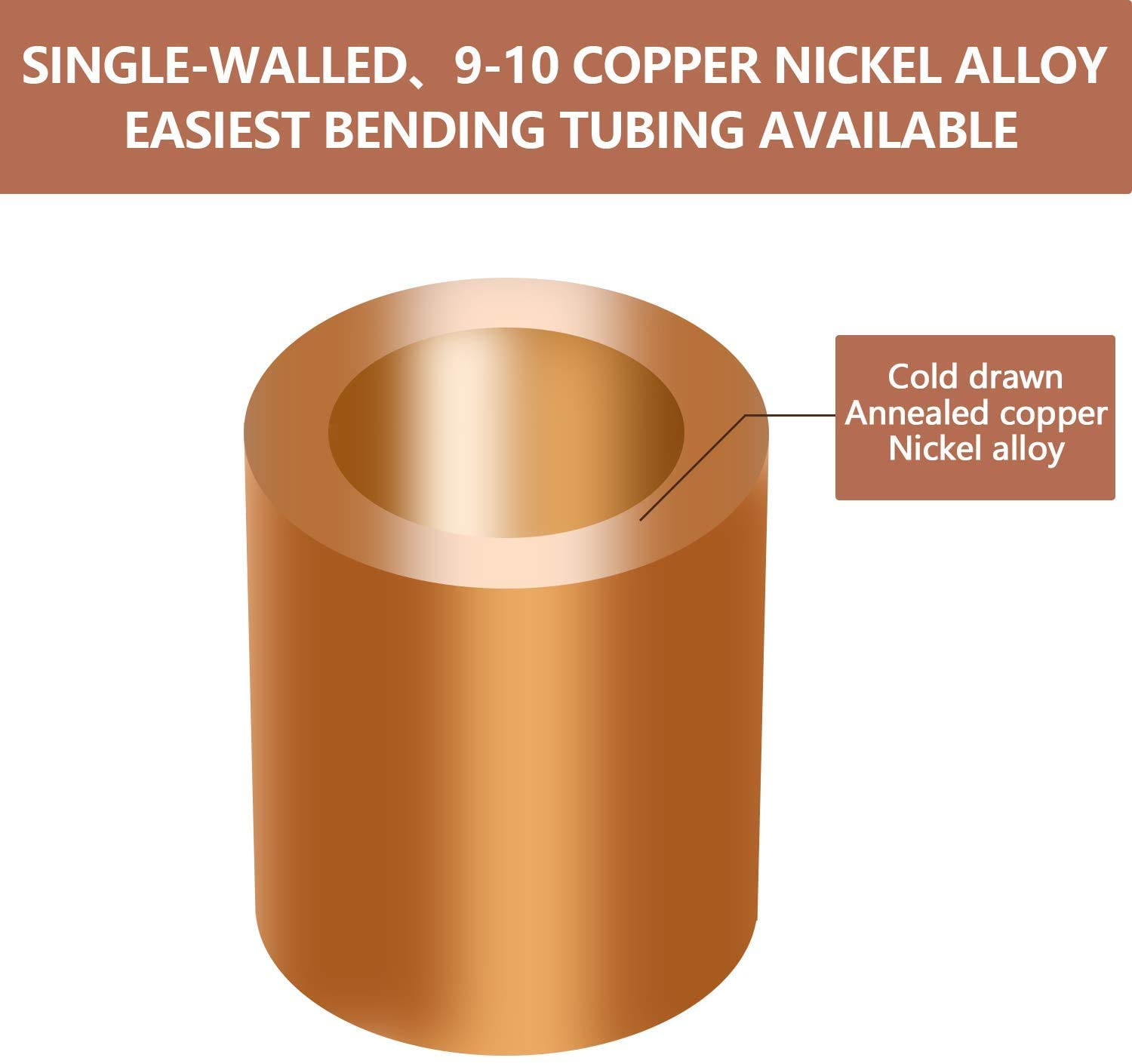 Tuyau Frein Cuivre-Nickel Techniks BP02 - 7.6m, 4.8mm, Pression 215 Bar