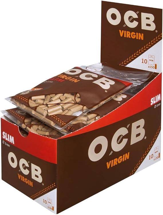 OCB 9200 Unbleached Slim Virgin Filter 6 mm Eco-Friendly 10 Bags 150 Pieces