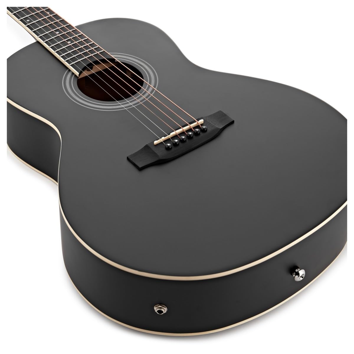 Chitarra Parlour Mancina Elettroacustica e Accessori, Nero | Mancina con Preamplificatore EQ 3 Bande, Tiglio per Toni Chiari ed Equilibrati, Borsa Corde Accordatore e Capotasto, Nero