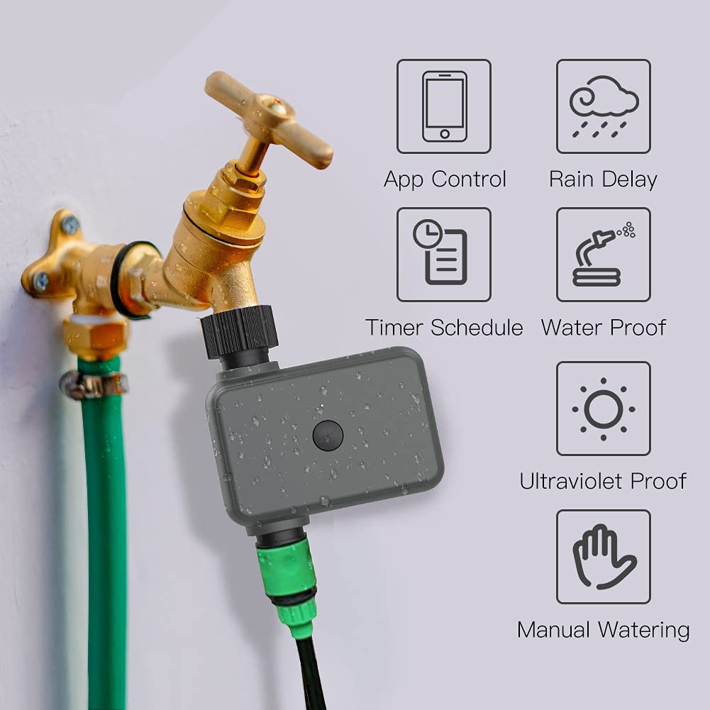 Smart Tuya App Bluetooth Acqua con Ritardo Pioggia, Irrigazione Programmabile, Modalità Auto/Manuale, Controllo vocale Google Home, Richiede BT Gateway Hub