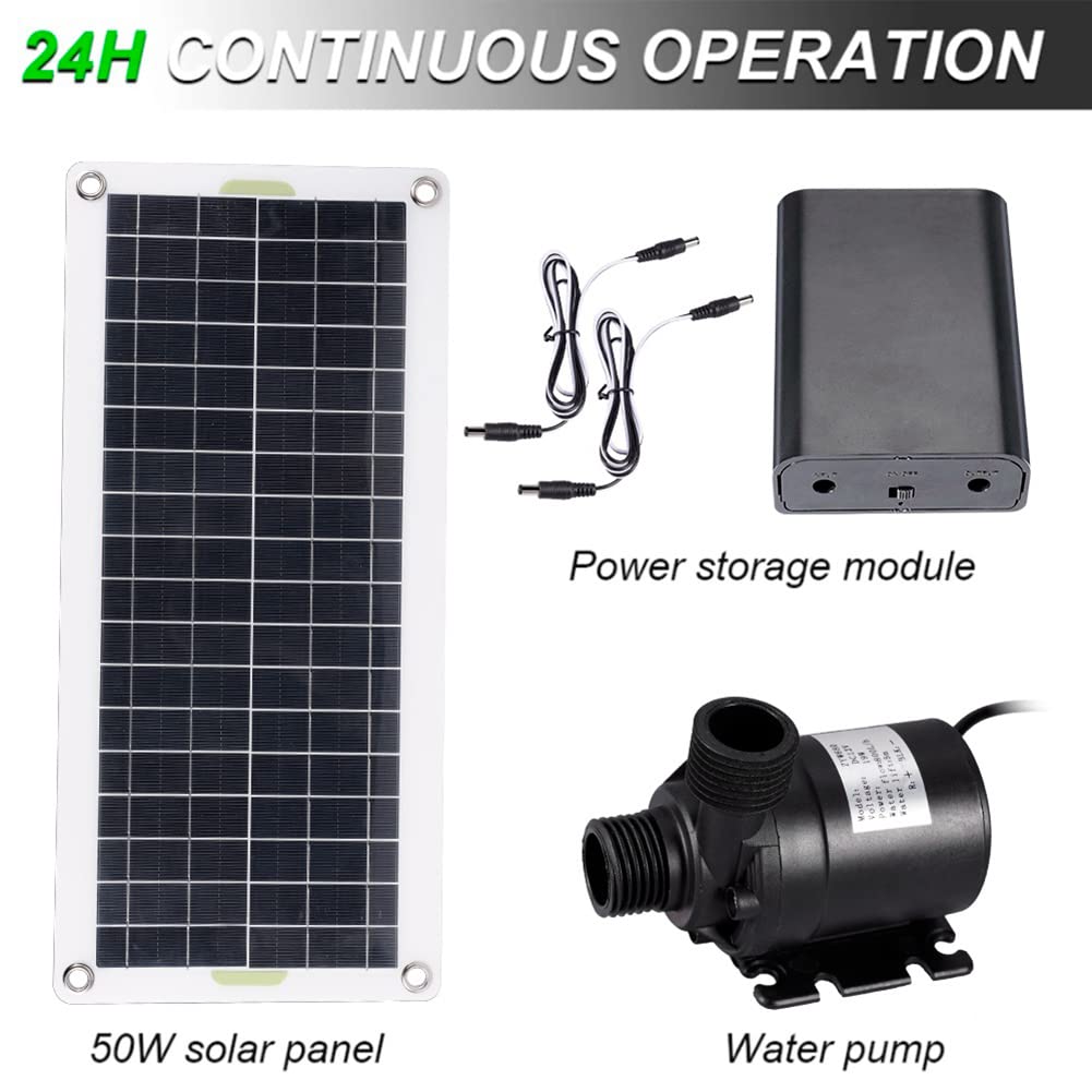 LOOR Pompa Solare 50W 800L/H DC12V Pompa Solare A Basso Rumore per Pompa Di Irrigazione Giardino Familiare
