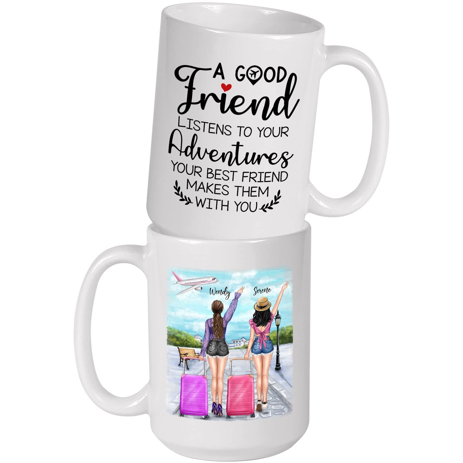 Personalized Best Friend Mug, Good Friend Listens To Your Adventures, Custom Friendship Coffee Mug Gift For Besties, BFF, Long Distance, Birthday Gift For Best Friends, Soul Sister Mugs 11oz 15oz