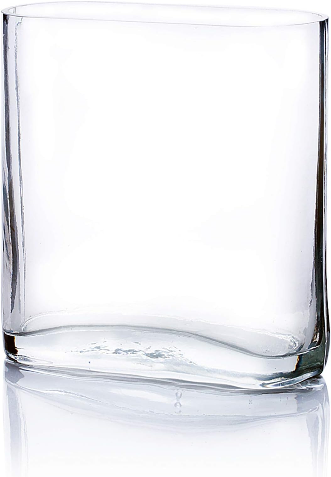 WGV Tall Rectangle Block Vase, Width 3", Length 7", Height 8", Clear Round Glass Floral Container Wedding Party Event Home Office Decor, 1 Piece
