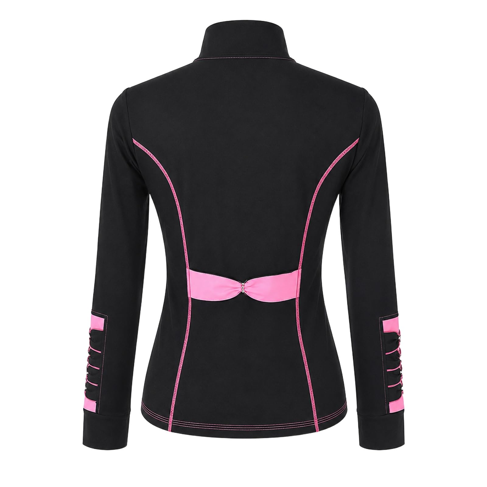 Damen Teen Eiskunstlaufjacke Reißverschluss Training Eisbahn | Elastische Warm-up Jacke mit Stehkragen, Seitentaschen und sportlichen Akzentnähten