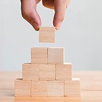 Vista 5 de Cubos de madera, bloques de madera pequeños de 12 pulgada, 300 bloques cuadrados de manualidades sin terminar para manualidades, bloques