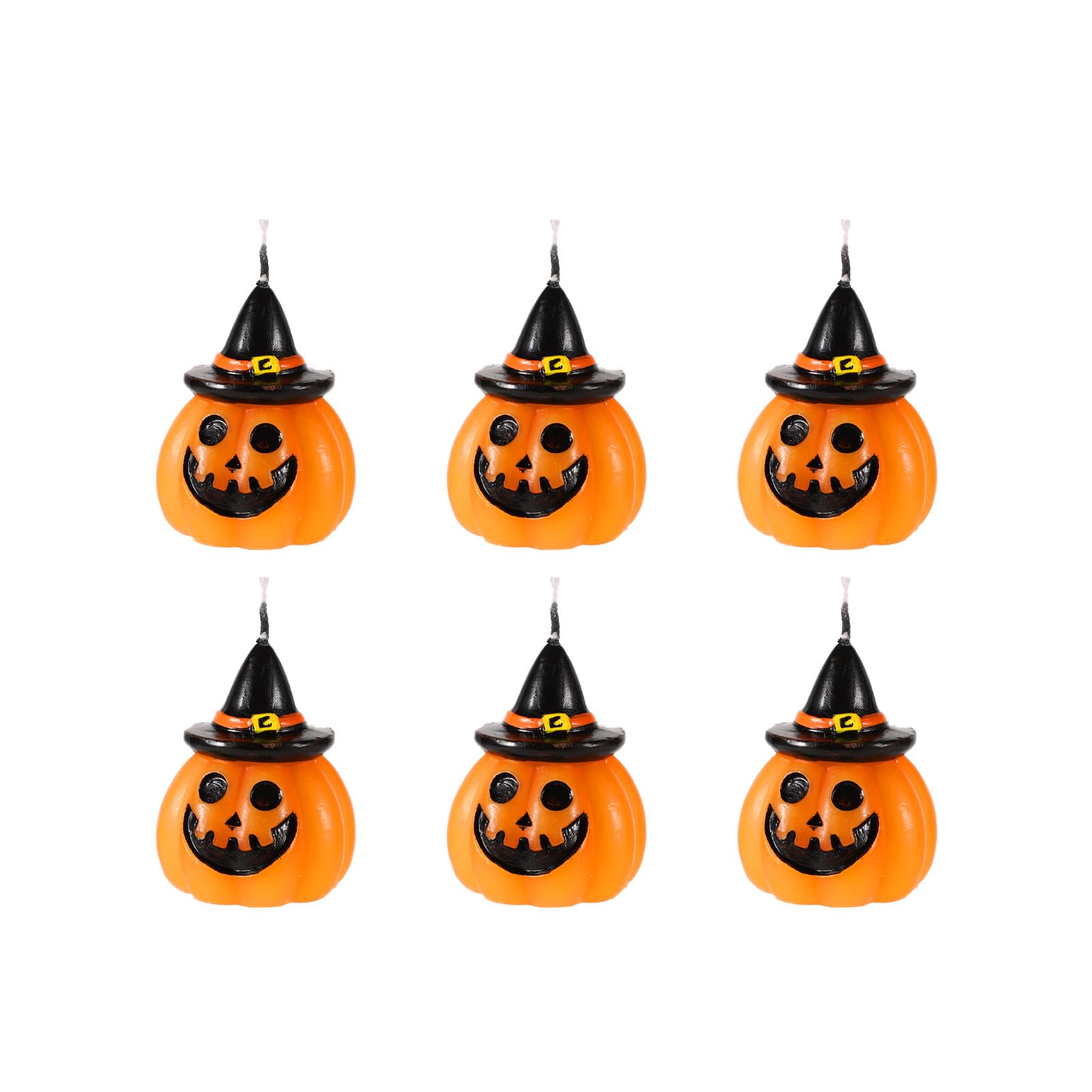 6pcs Pumpkin Candles, Halloween Candles Cute Pumpkin Funny Face with Witch Hat Halloween Decorations Wax Mini Candles Gift for Fall Halloween Home Party Table Bedroom Decor