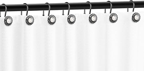 Miniatura 7 de Anillos de latón para cortina de ducha, ganchos decorativos para cortina de ducha, anillos de ducha de metal resistente, ganchos de ducha de girasol