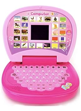 Toyify, 2in1 Mini Laptop Toy for Babies and Kids. It Helps Learning in Alphabet and Numbers and Also Learning Letter and Number Song. (Mini Laptop Pink)