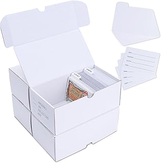 Leyzan Trading-Card Storage Box, 4-Pack â€¢ 400 Count Corrugated Cardboard Storage Box with dividers & labels for TCG/Magic/Mtg Storage and Collection, Horizontal