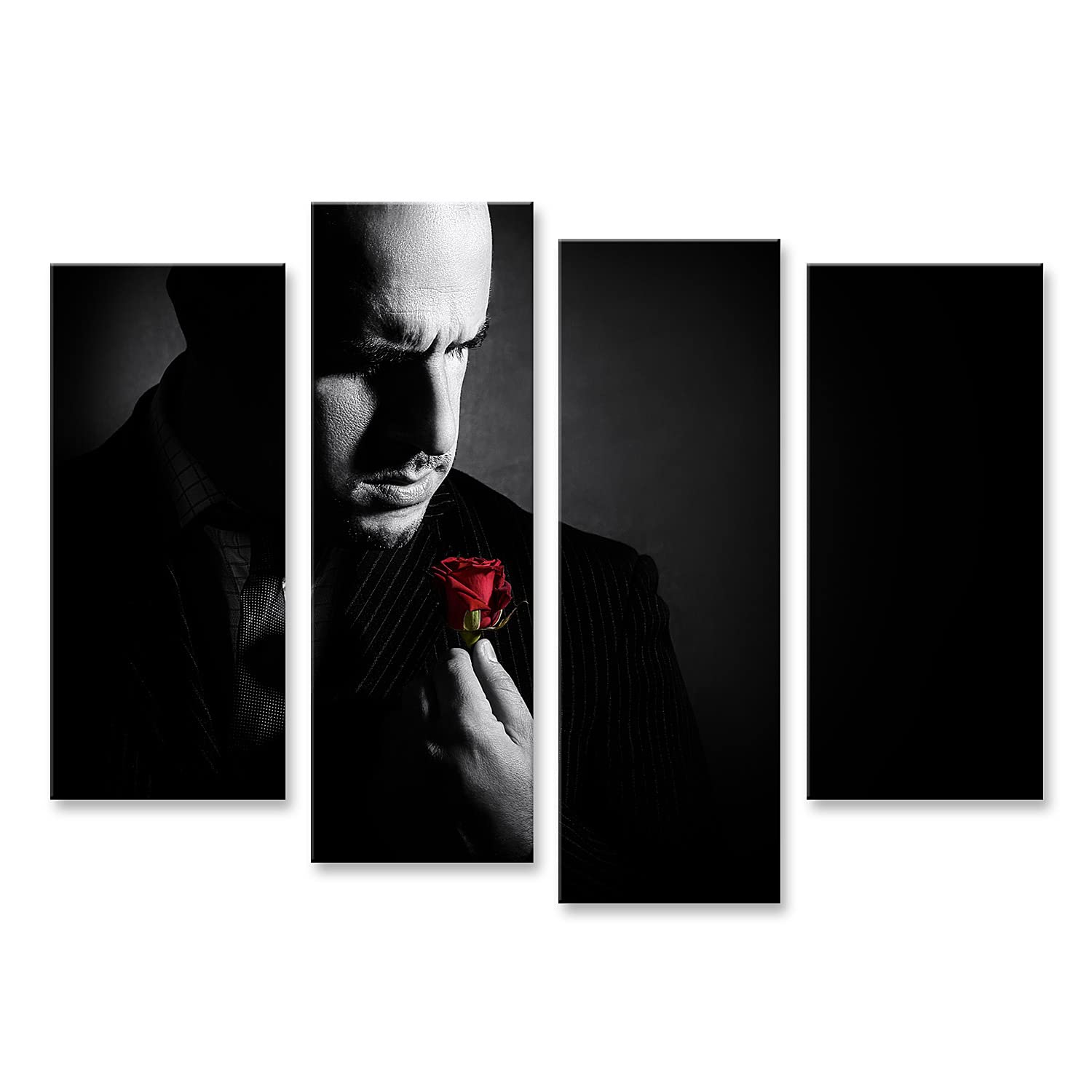 islandburner Quadro su tela Nero bianco ritratto uomo stile padrino personaggio studio film di culto ISCL Quadri Stampe Immagini Murale Decorazione da parete