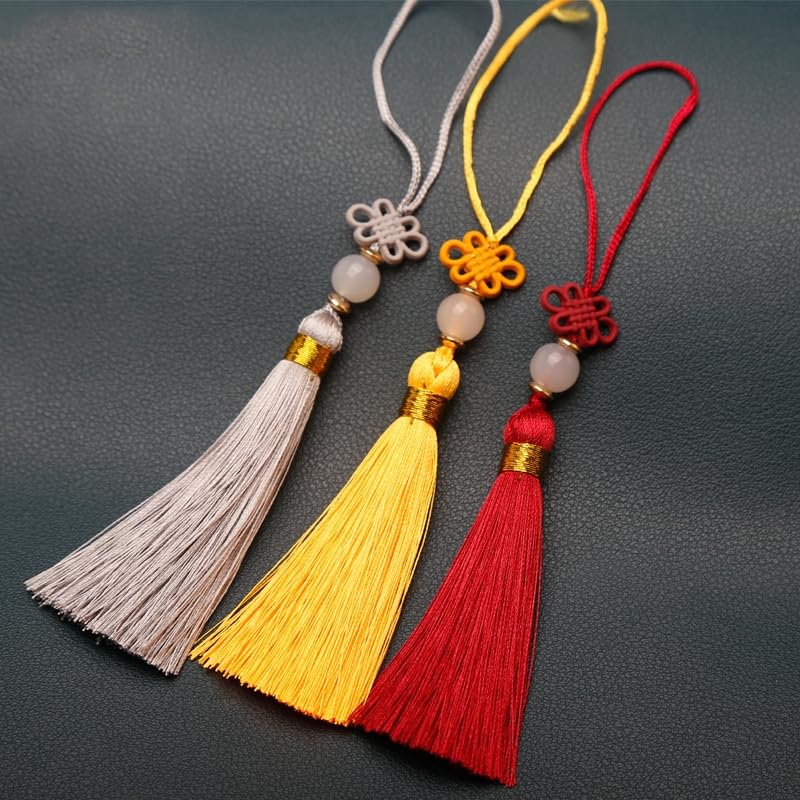 25 stuks handgemaakte mini zijden kwastjes met kralen bladwijzer hanger kleine Chinese strik voor doe-het-zelf sieraden oorbellen sleutelhanger - roze