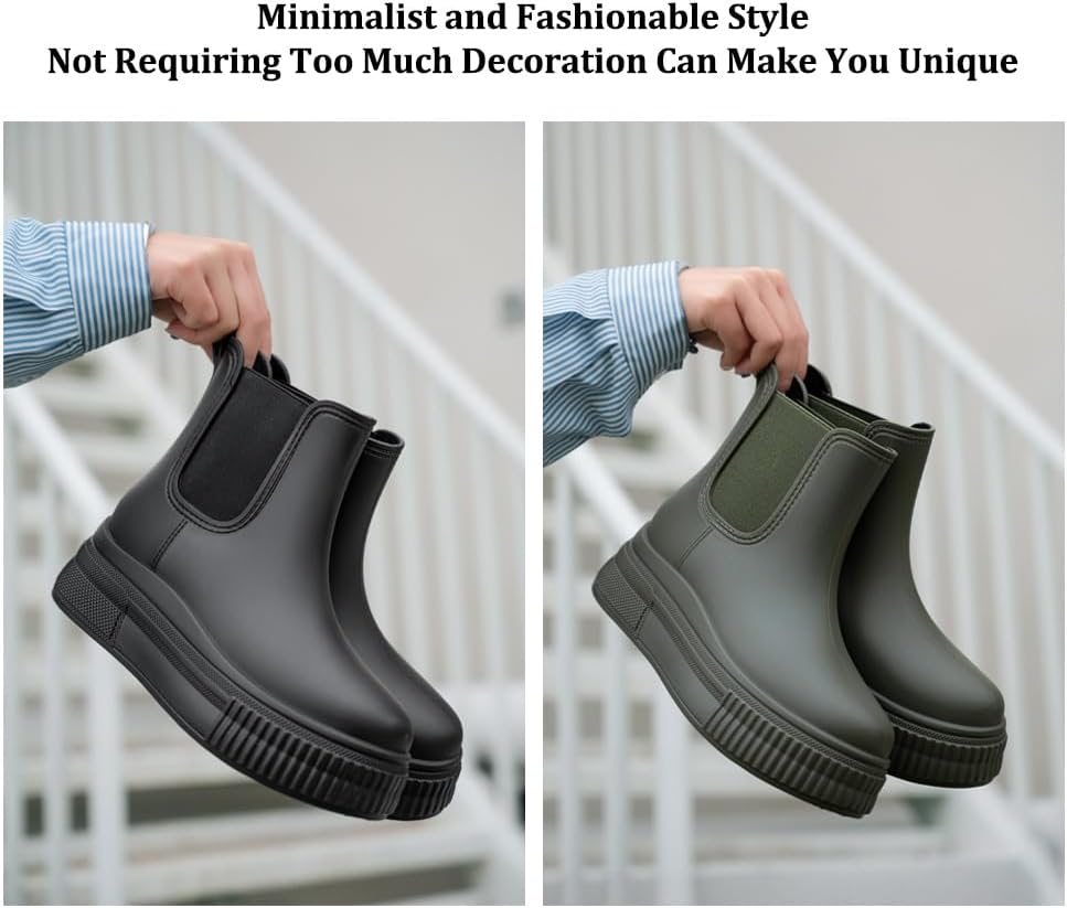 Women's Rain Boots, Waterproof, Slip-Resistant, Outdoor Weather Protection