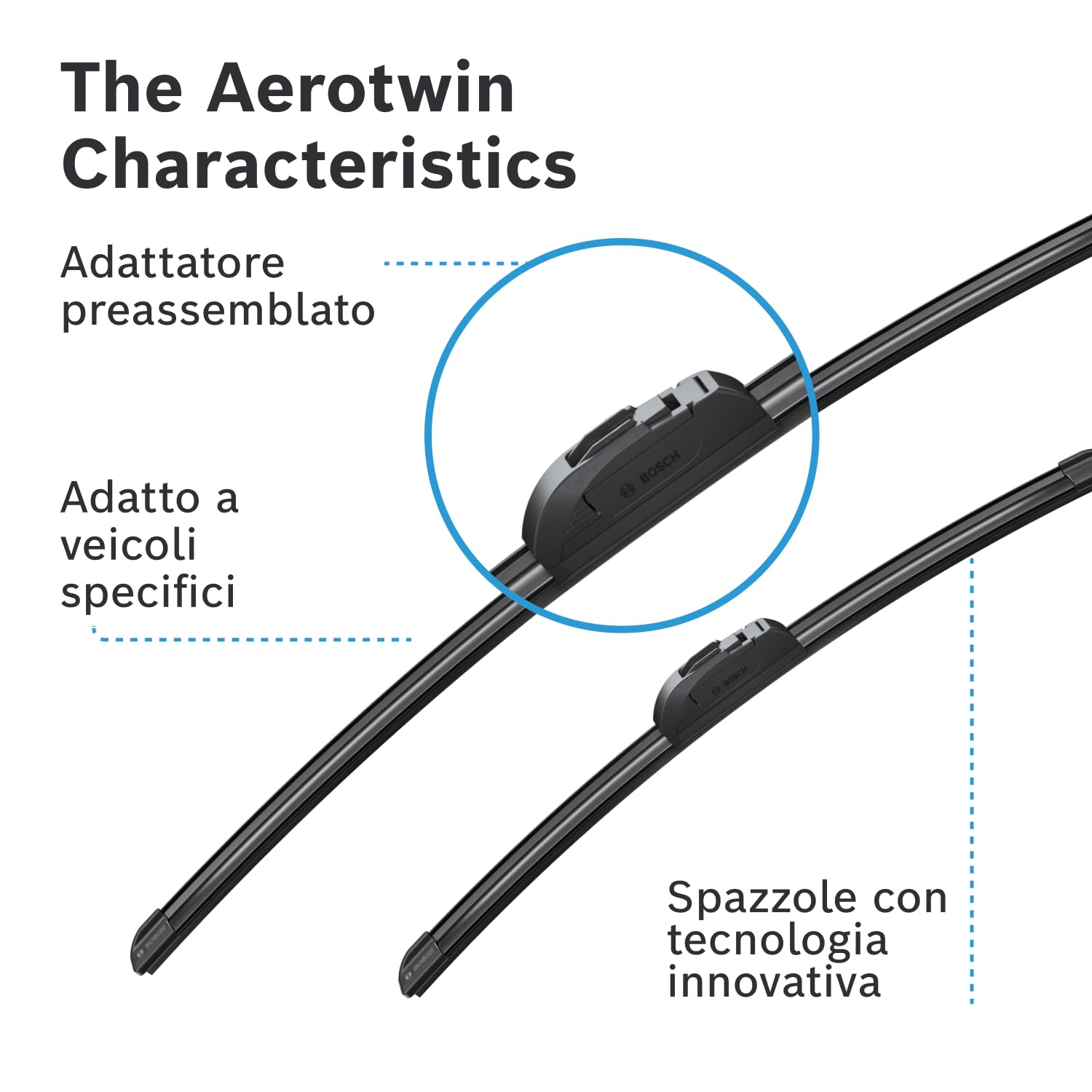 Bosch Aerotwin AR 813 S Tergicristallo Anteriore, 1 Tergicristallo di Ricambio, con Adattatore Preassemblato, 650 mm/ 450 mm