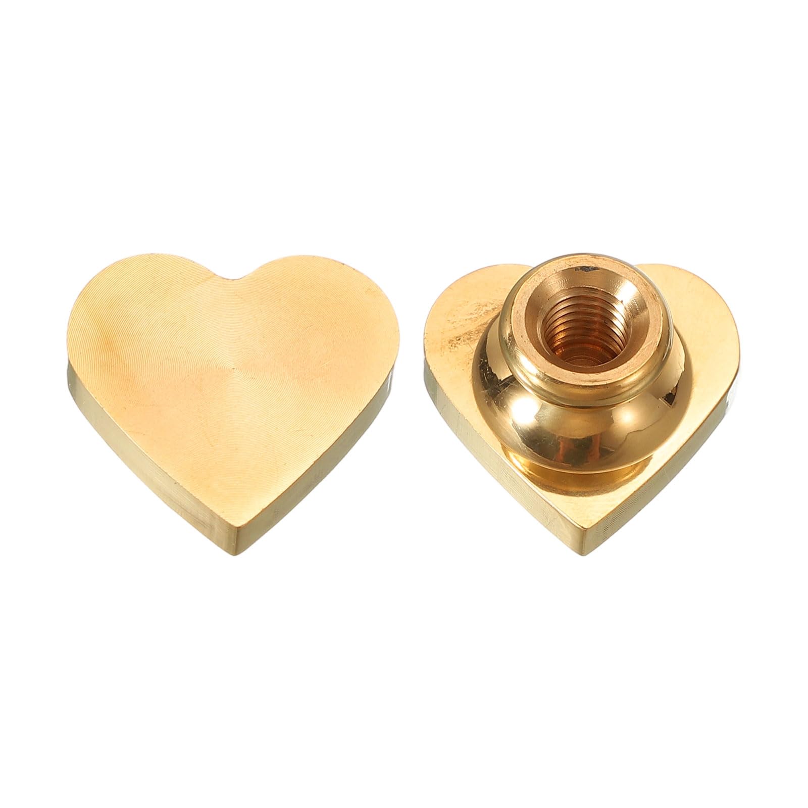 PATIKIL 1.1" Blank Wax Seal Stamp Head, 2Pcs Heart Brass Sealing Wax Stamp Heads for DIY Card Making Envelope Sealing Wedding Invitation Crafting, Gold Tone โ image 1