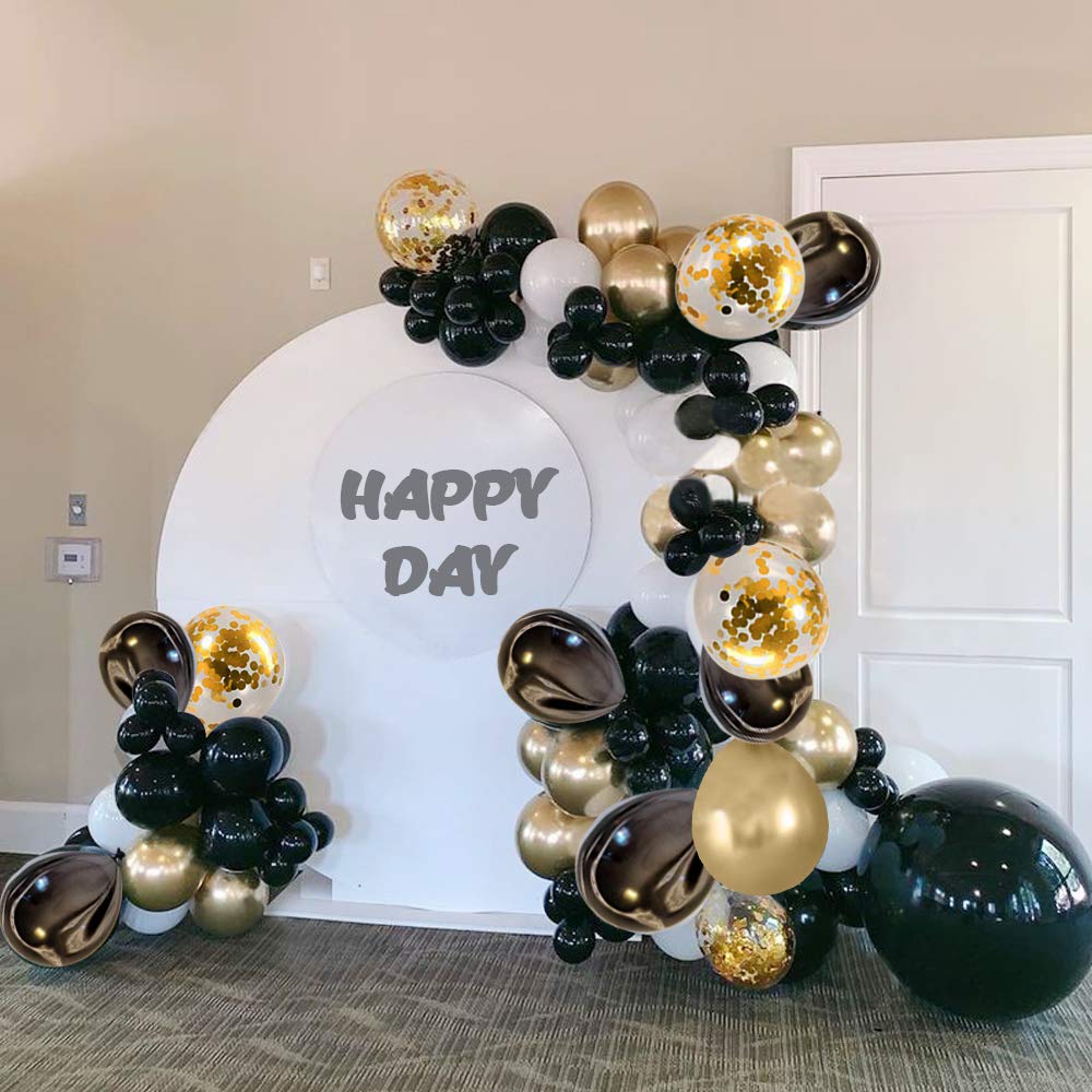 Balloon Arch Kit Black Gold White Marble 100 pcs Helium Balloons