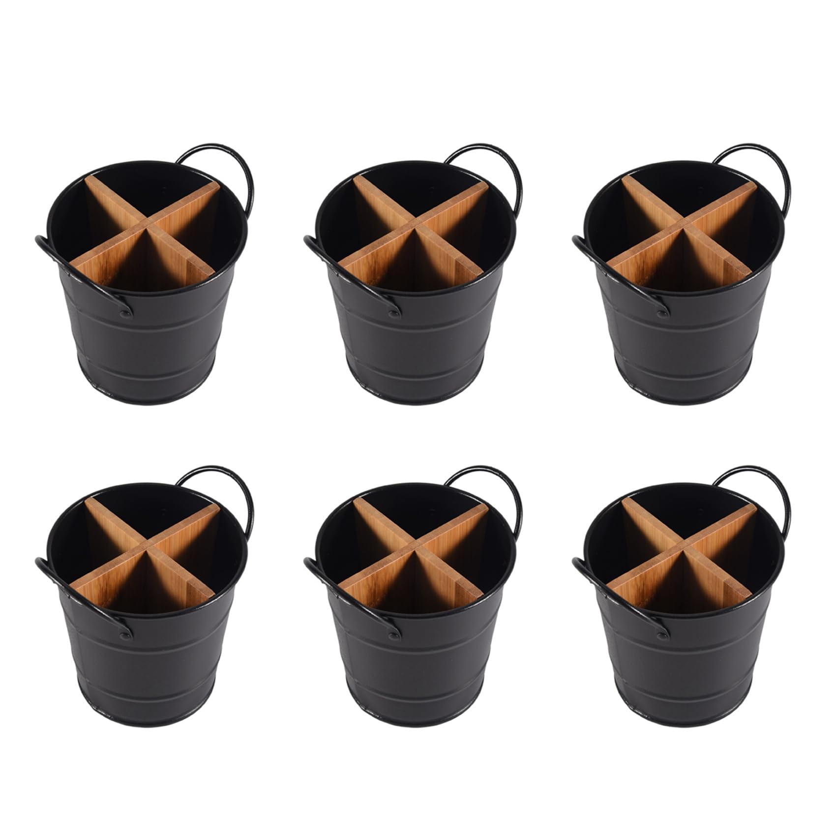Hndhbfgrt Black 6X Kitchen Cutlery Organizer Knife Stand Storage Holder Separate Spoon Fork Chopstick Kitchenware Cooking Tool Bucket