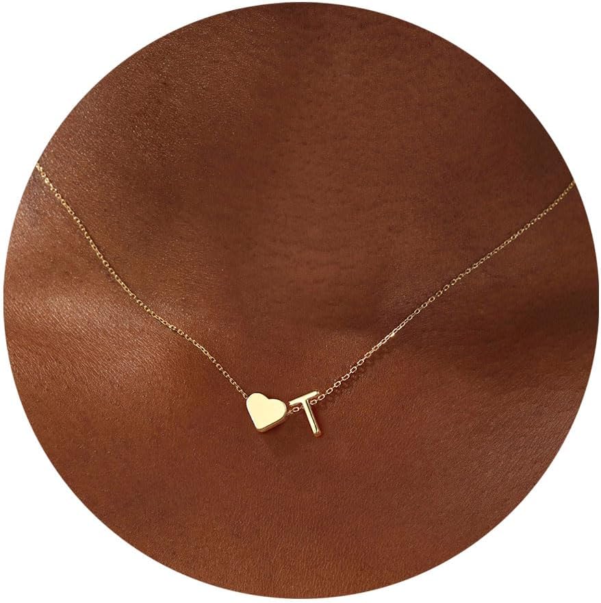 Turandoss Mothers Day Gifts for Mom Wife - Dainty 18K Gold Plated Heart Initial A-Z Pendant Necklace Trendy Jewelry Heart Necklaces Birthday Mothers Day Gifts for Women Daughter