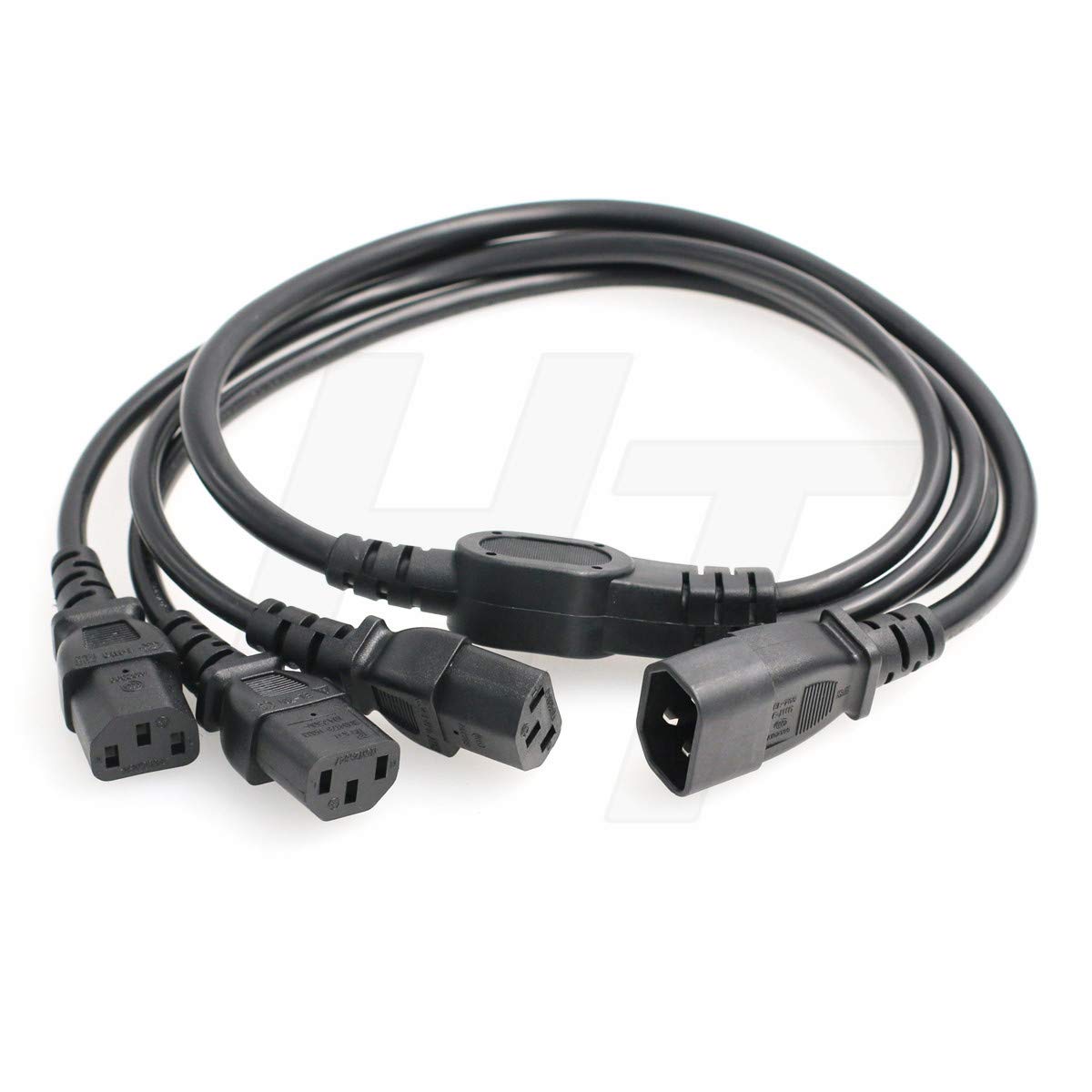 HTcable UPS PDU Computer PC Power Splitter Cord C14 to 3 x C13 10A 250V Extension Cable (C14-3xC13 1m)
