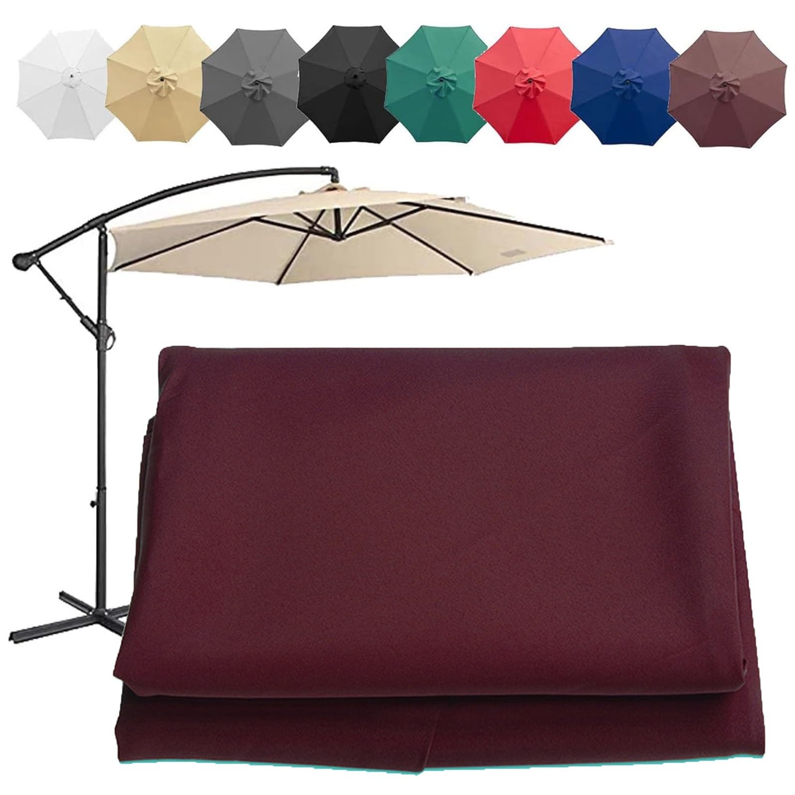 Patio Umbrella Replacement Top, Market Table Umbrella Top Replacement Cloth, 6 Ribs/8 Ribs Replacement Parasol Fabric Cover 2m/6.5ft 2.7m/8.8ft 3m/9.8ft ( Color : Wine red , Size : (8Rib) 3m/118in )