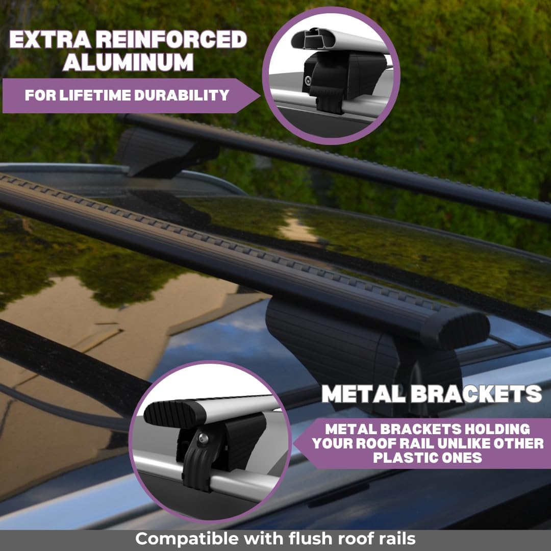 ERKUL Roof Rack Cross Bars for Alfa Romeo Stelvio 2017-2026 | Anti-Theft Lock Aluminum Crossbars for Rooftop, Cargo Carrier, Luggage, Kayak, Canoe, Bike | Black