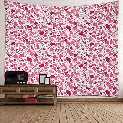 Tenture motif de cœur imprimé rose blanc Isdreem 200x200cm