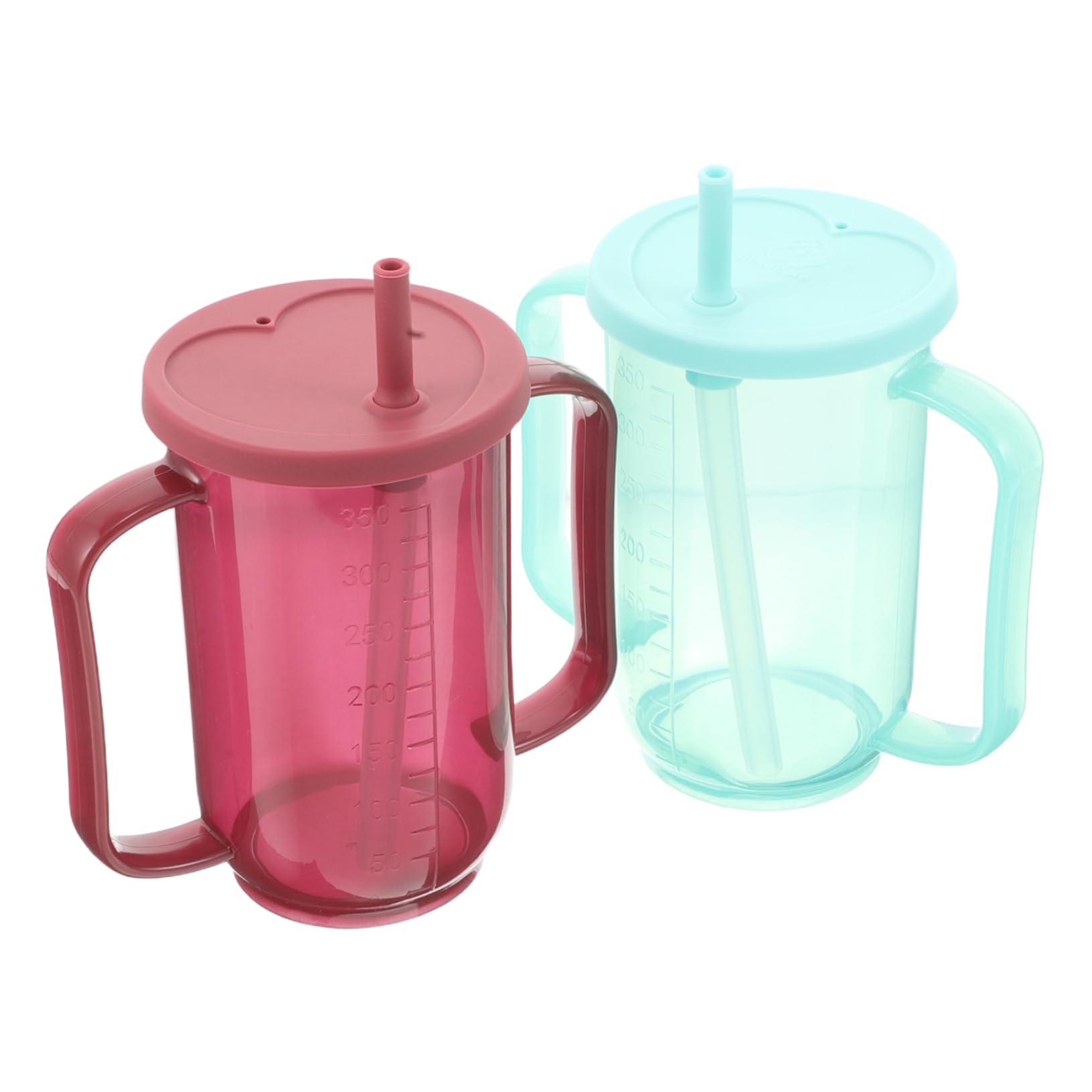 ERINGOGO 2 Pezzi Bicchiere per Anziani con Cannuccia Perdite Tazza Ergonomica con Leggero per Disabili e Pazienti Allettati Design Sicuro per Assunzione Liquidi e