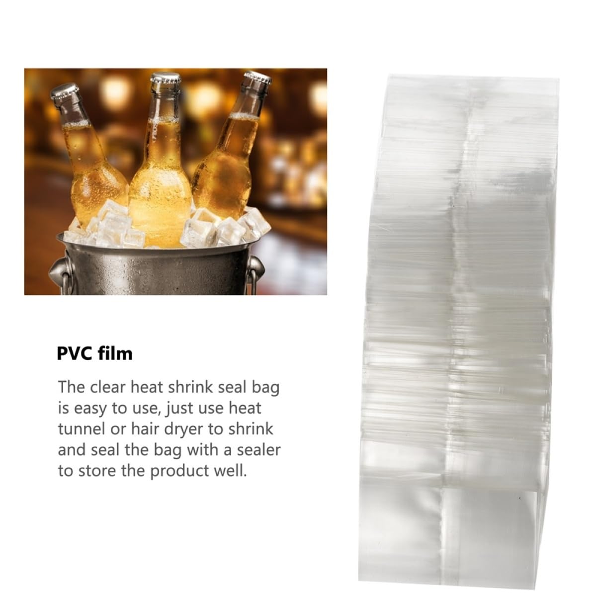 1200pcs Heat Shrink Wrap Bags for Bottles Premium Sealer Film for Beverage and Craft Storage for Liquor Beer and Projects
