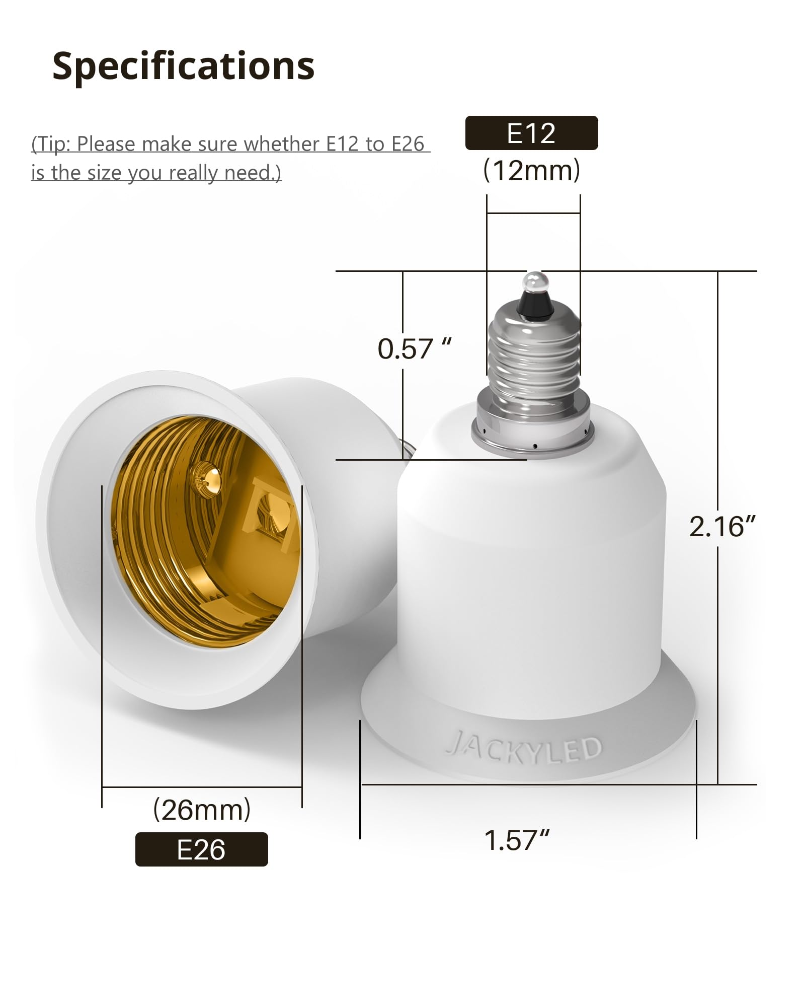 E12 to E26 Adapter - Use E26 Bulbs -2 E12 to E26 Adapter - Use E26 Bulbs -2