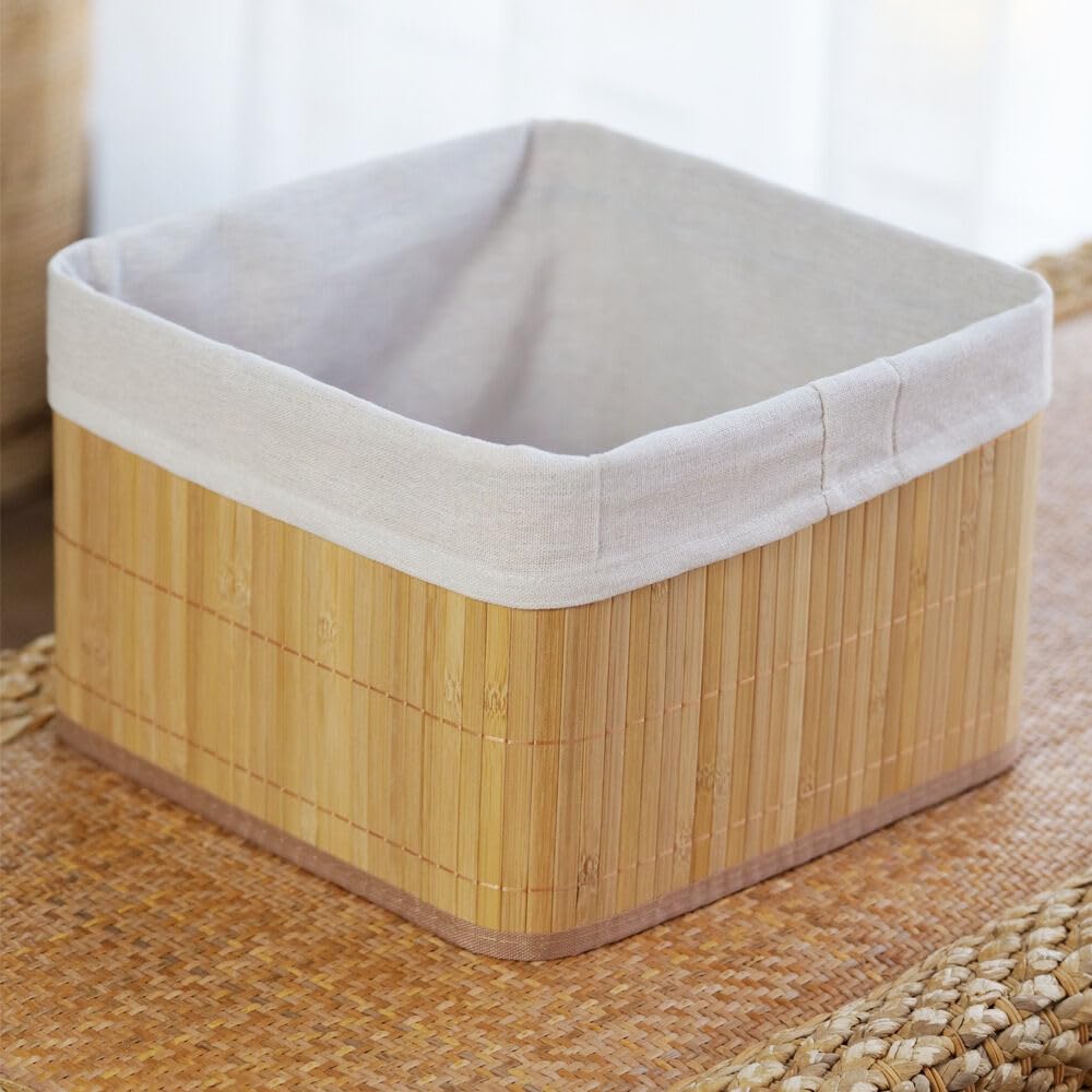 RIOWARE® Small Eco-Friendly Natural Bamboo Storage Rectangular Basket Bins Organizer, (Rectangular- 1pcs)-picture-25