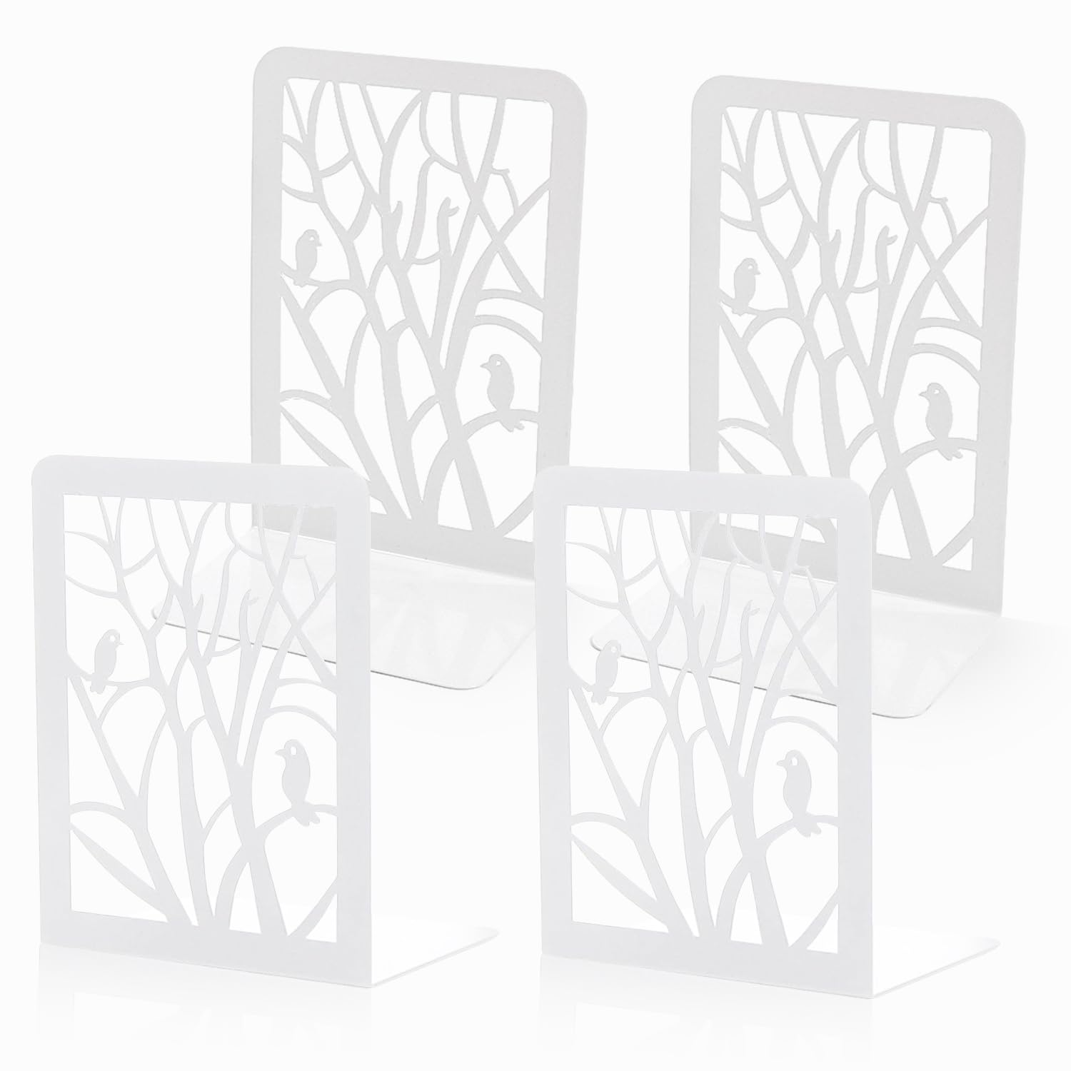 LOSYHU 4 Pcs White Bookends Anti Slip Book Stopper