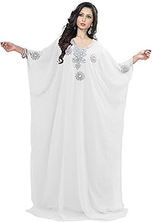 Women's Kaftan Maxi Dress Farasha Caftan KFTNSILVER-White