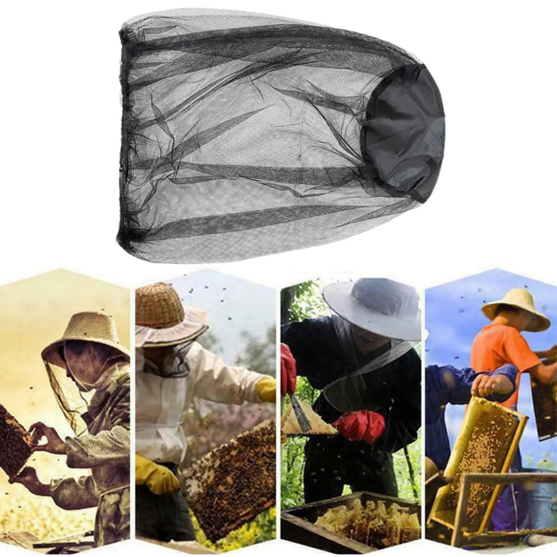 2 Pezzi Cappuccio a Prova di Zanzara con 2 Borse Portaoggetti Zanzariera Cappello Testa di Zanzariera Leggeri e Resistenti per Protezione da Insetti e Zanzare cappello zanzariera rete (Nero+Verde)