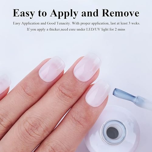 Miniatura 3 de Imtiti Esmalte de uñas de gel blanco traslúcido, esmalte de gel blanco lechoso translúcido para arte de uñas, manicura y pedicura en casa, 0.5 onzas