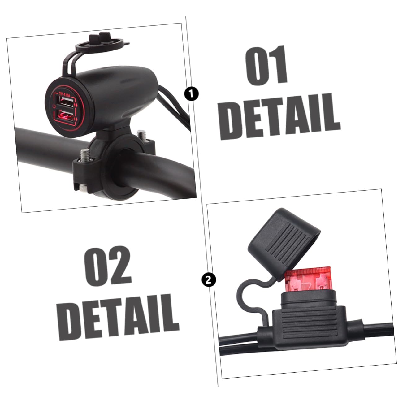 Gatuida 4.8a Cargador USB para Moto Doble Puerto USB Cargador Rápido para Teléfonos Inteligentes Compatible Motocicletas y Vehículos de Recreo Incluye Tapa de Protección