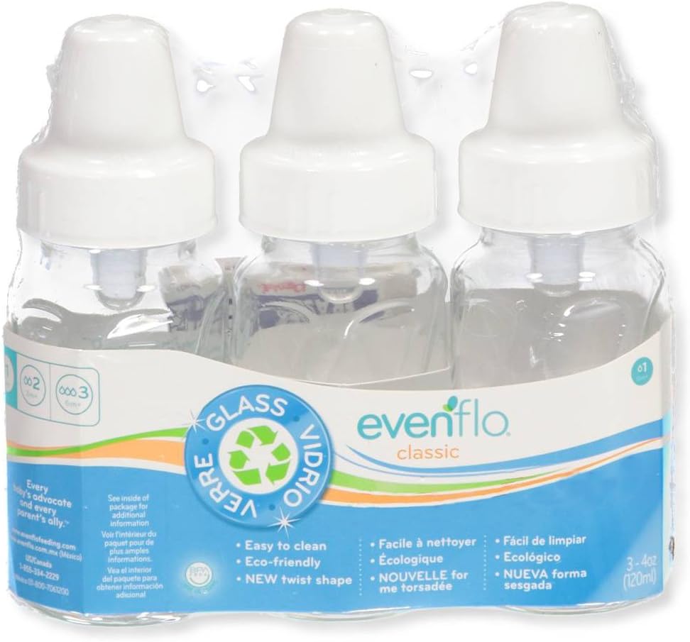 Evenflo 3 Pack Classic Glass Bottle, 4Ounce Bebé