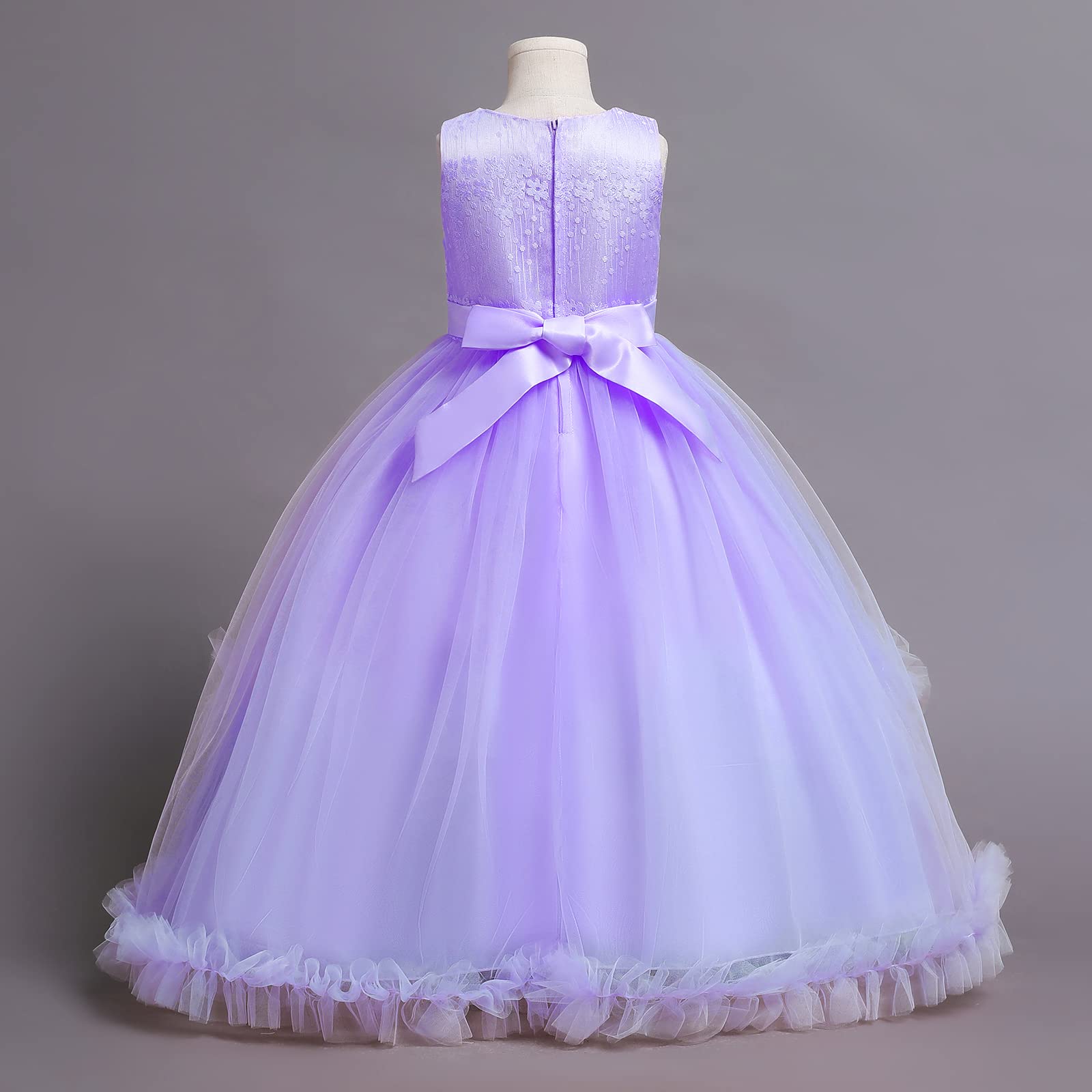 IMEKIS Vestido de niña de flores princesa de encaje tutú lentejuelas Bowknot vestido festivo fiesta dama de honor boda cumpleaños largo desfile vestido de fiesta …