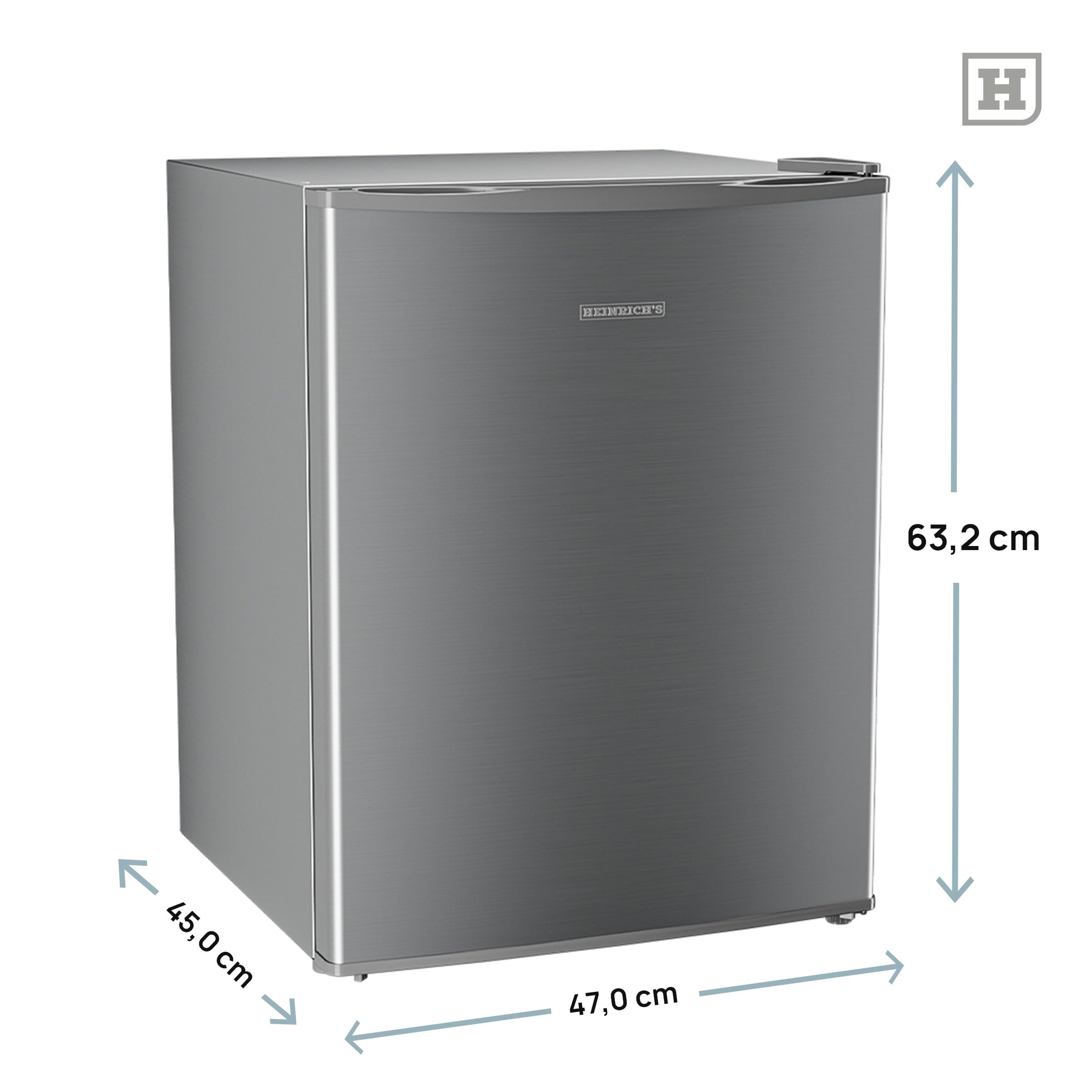 Heinrich´s Getränkekühlschrank 58L,klein, Mini-Kühlschrank für Dosen, Flaschen, Snacks, modernes Design, Tisch-Kühlschrank, leise:39dB geeignet für Büro, Camping, Garten, Outdoor, Hotels, Schlafzimmer