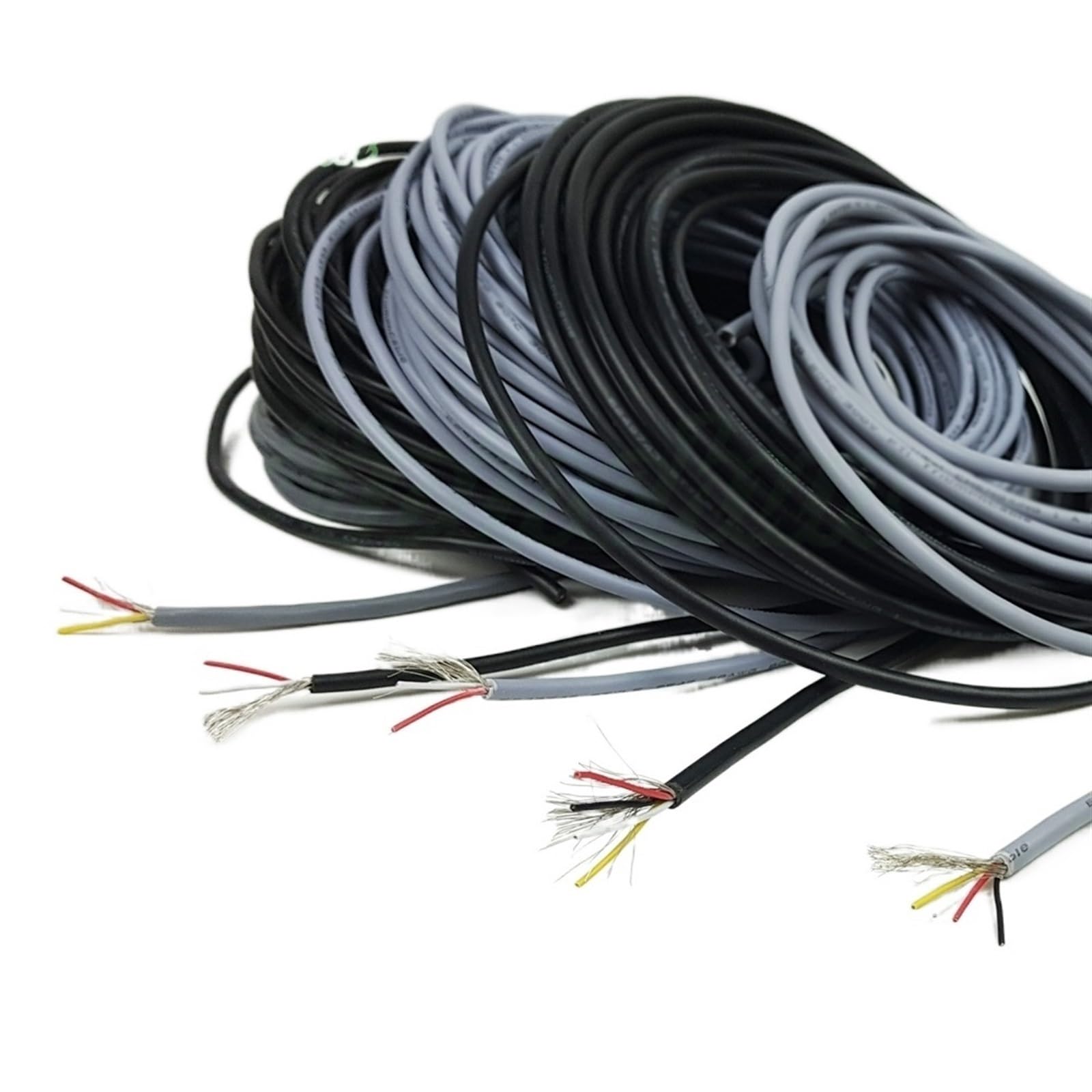Outdoor Extension 20 Meters 2.1 Channel Audio Line, 2547 28AWG Signal Cable Shield Wire for Amplifier, 2 3 4 5 Core Shielded Wire Solar sheathed(2-Cores Black)