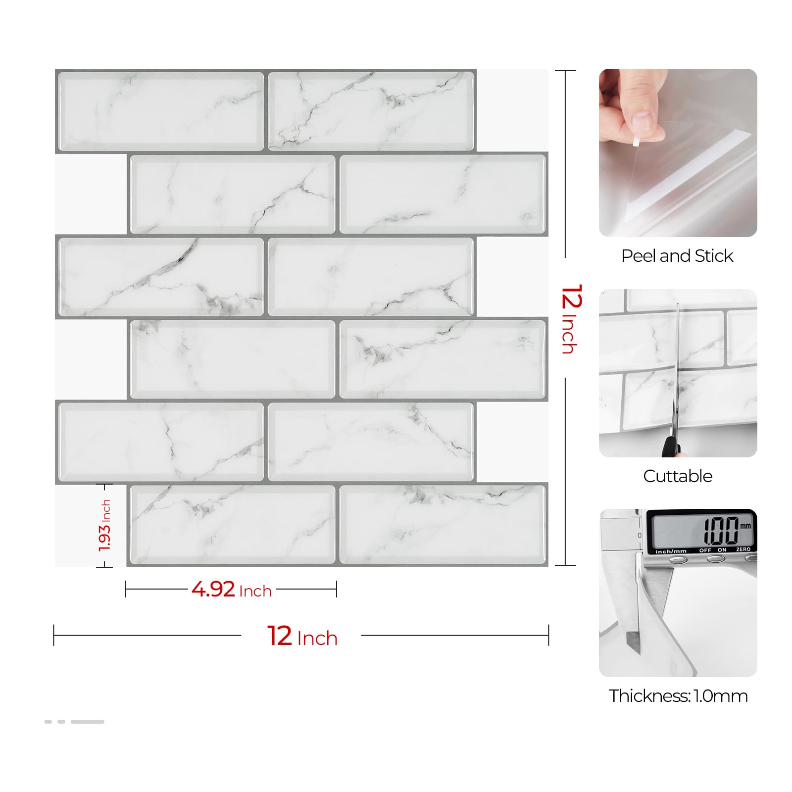 Livelynine Azulejos Adhesivos Baño Pared 30X30CM Losetas Vinilo para Paredes de Cocina 16 Losetas Impermeable Azulejos Adhesivos Pared 3D Pegatinas de Azulejo Gris Claro Azulejo Adhesivo Cocina