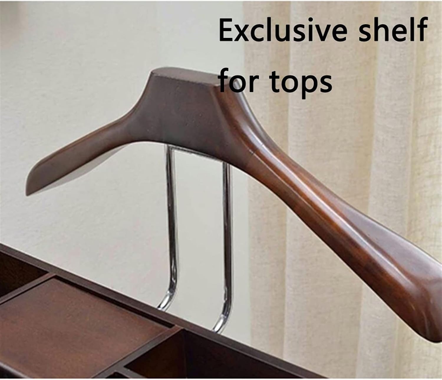 Coat Rack, Wood Suit Valet Floor Stand with Wood Base Suit Valet Rack Clothes Stand with Trouser Bar Jacket Hanger Good for Both Living Room and Bed Room,