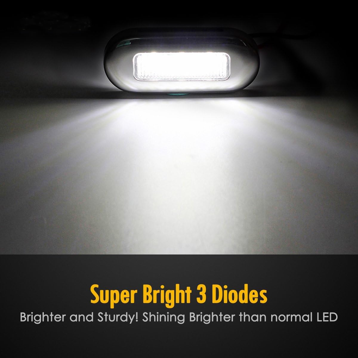 Greluma 4 Pz Luci LED marine impermeabili per barche,luce di cortesia interna per ponte,3 LED per illuminazione di poppa e cabina di navigazione per pontone,barca da pesca,barca a vela (luce bianca)