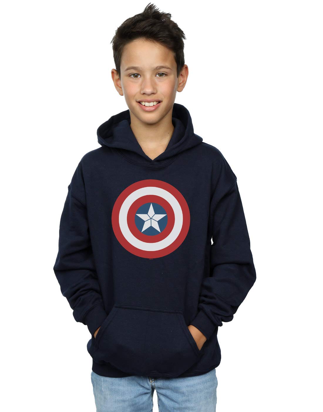 Absolute Cult Boys Navy Blue Marvel Captain America Civil War Shield Hoodie 12-13 Years
