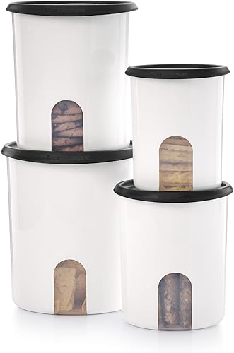 Tupperware Brand - Juego de 8 recipientes con recordatorio de un solo toque (4 recipientes de almacenamiento de alimentos secos + 4 tapas), color