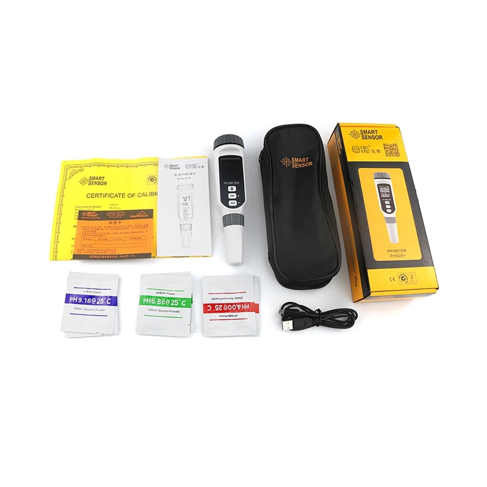 Kit per l'analisi dell'Acqua, Misuratore di PH Portatile a Penna, Tester qualità Acqua, acidometro for Acquario, Include Batteria al Litio da 3,7 V