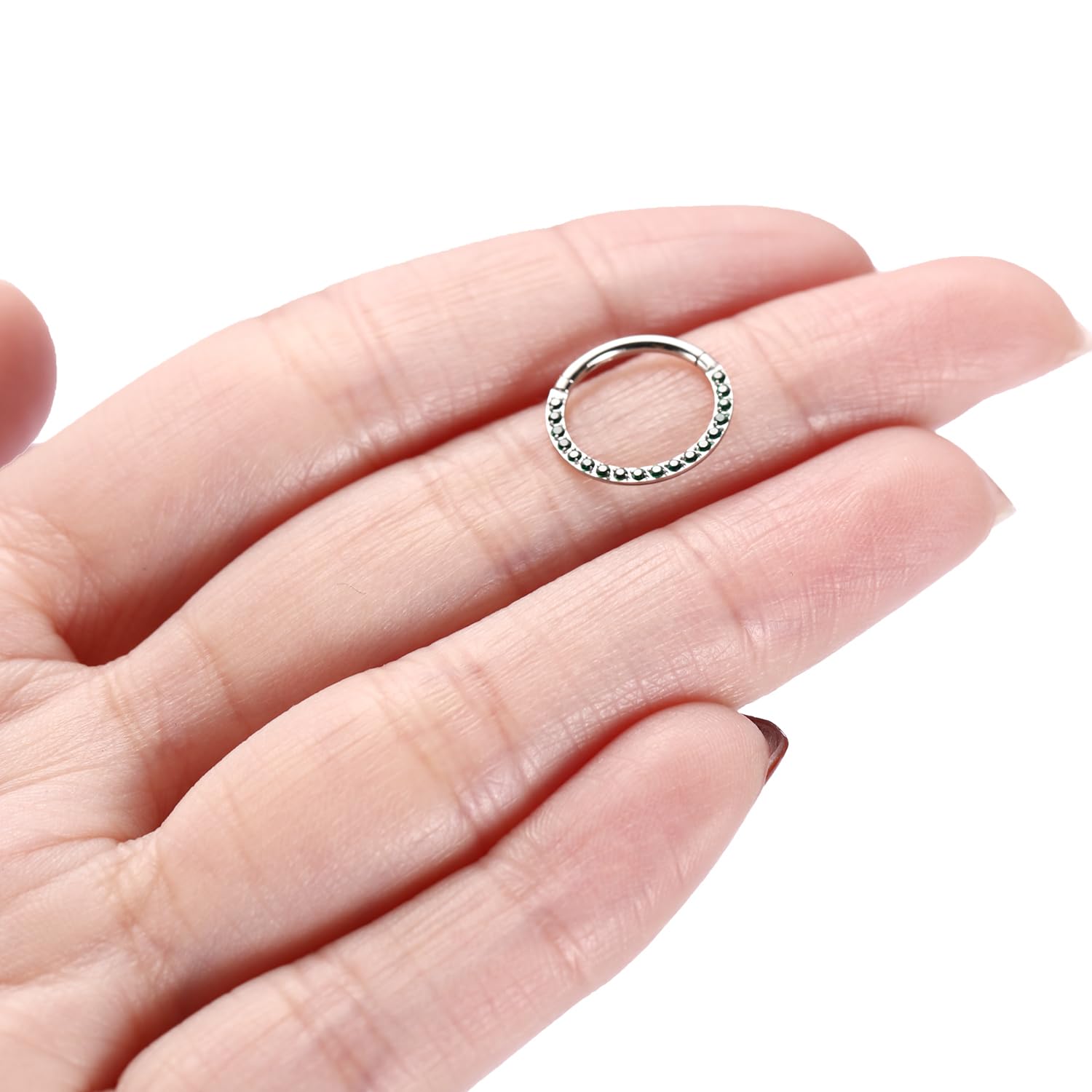 hengkaixuan CZ Opal Septum Jewellery Daith Ring Conch Hoop Seamless Clicker Ring Surgical Steel Rook Tragus Conch Piercing Jewellery Small Hoop Earring Nose Hoop Ring — view 4