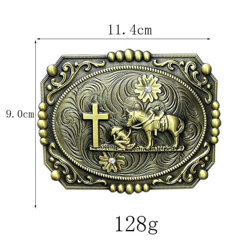 Lyqqine Retro Smooth Buckle Western Style Horsehead Belt Buckle Horsehead Equestrian Belt Buckle Suitable for Cowboy Cowgirl (Style 7)