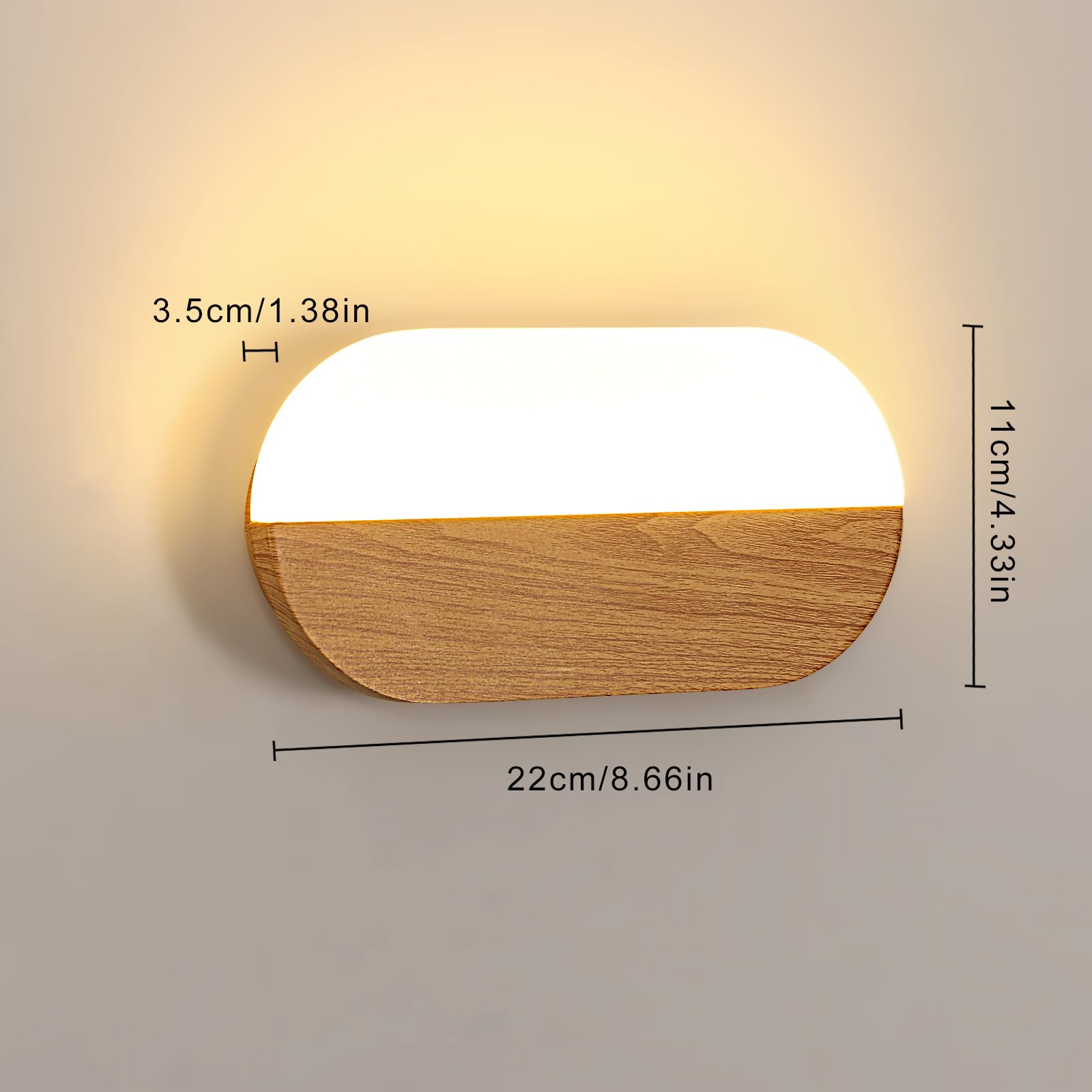 2 Pezzi Applique da Parete Interno LED | Lampada da Parete Moderno in Acrilico Effetto Legno, per Soggiorno, Camera da Letto, Corridoio