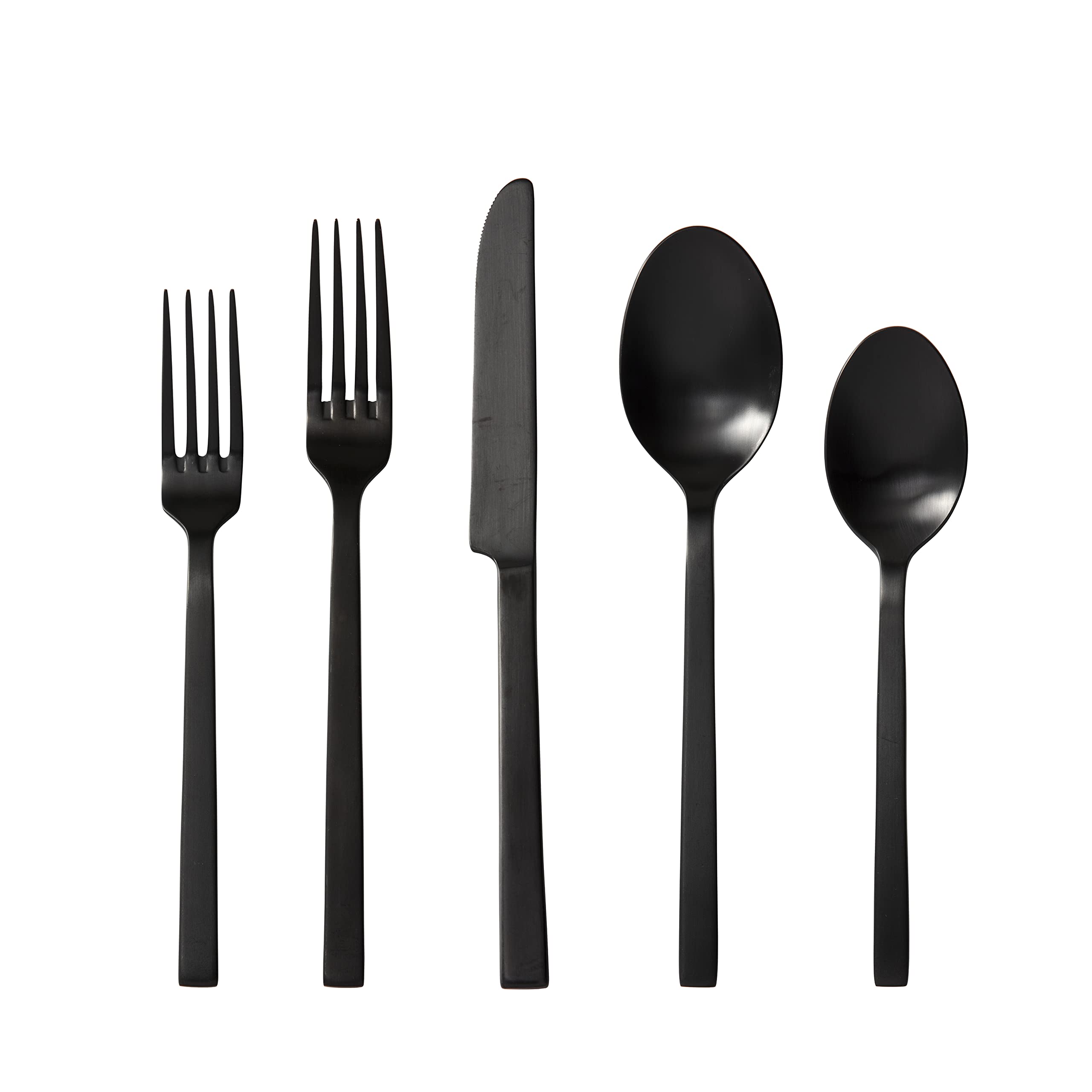 Fortessa Viggo Stainless Steel Flatware, Brushed Black, 20 Piece Place Setting, Service for 4