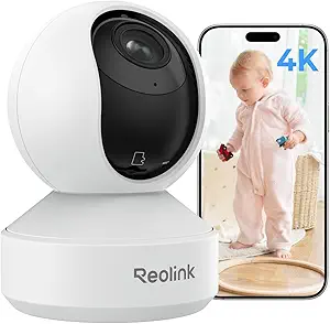REOLINK Smart 4K UHD Pan & Tilt Dual-Band Wi-Fi 6 Indoor Security Camera with 3X Optical Zoom, Auto-Tracking, People/Pet Detection, Crying Sound Detection, Privacy Mode, and Bluetooth Setup, E1 Zoom asin的图片
