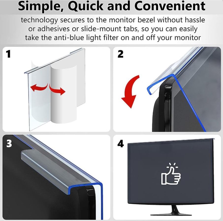 filtre ecran lumiere bleue Pour écran 12-27 pouces,Amovible Filtre Anti-Lumière Bleu Premium,Film de protection d'écran pour ordinateur et moniteur PC,Blocage de la lumière Bleue Protecteur d'écran